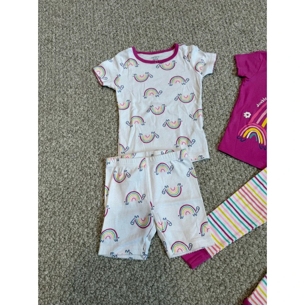 Carter's Size 2T Pajama Set Rainbow Turtle‎ Top Striped Pants Toddler Girl